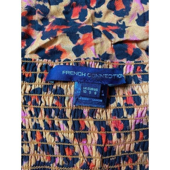 French Connection Womens "Amelia" Leopard Midi Dress Size 6 Front Slit - Picture 6 of 9